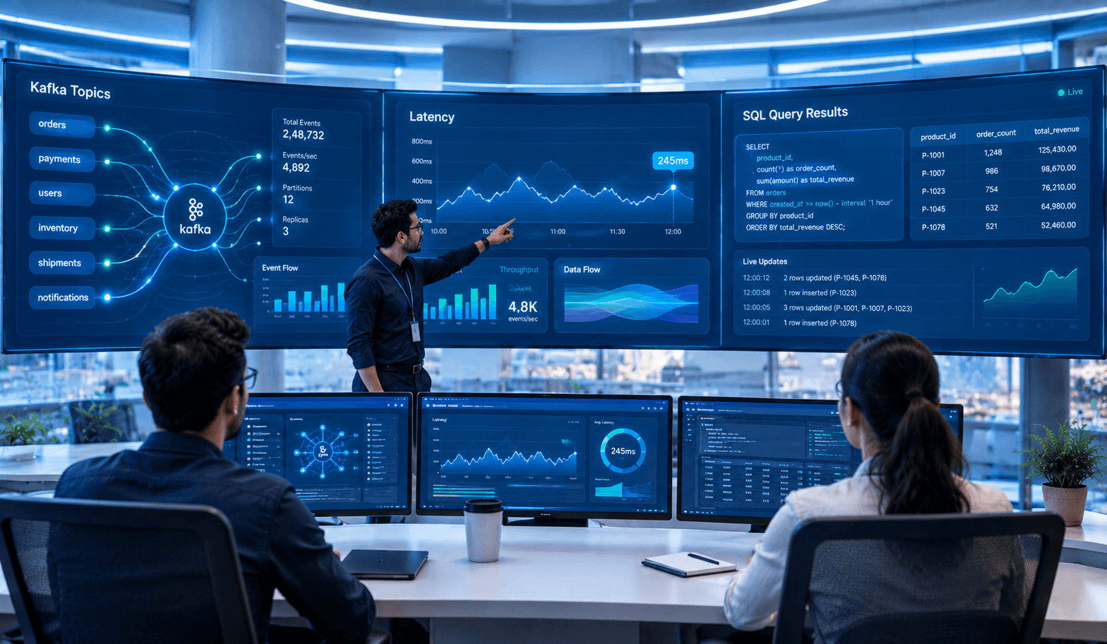 Futuristic Real-Time Analytics Command Center